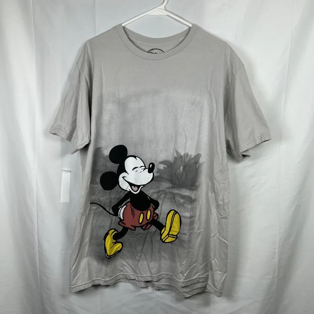 Disney Mickey Mouse T-Shirt Adults XL Gray Paint Style Print